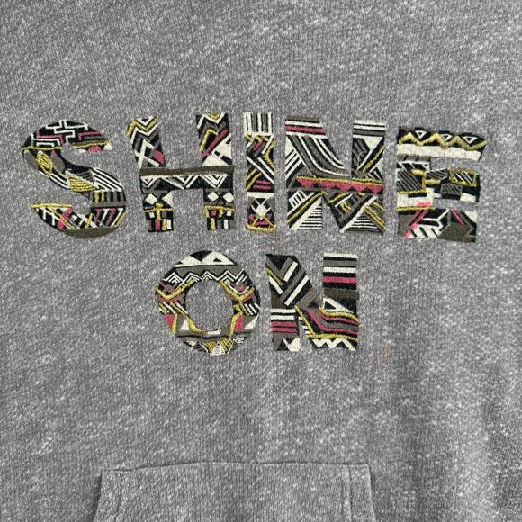Lucky Lotus Aztec Southwest Print Shine On Terry Hoodie Womens Medium Gray - Picture 3 of 10